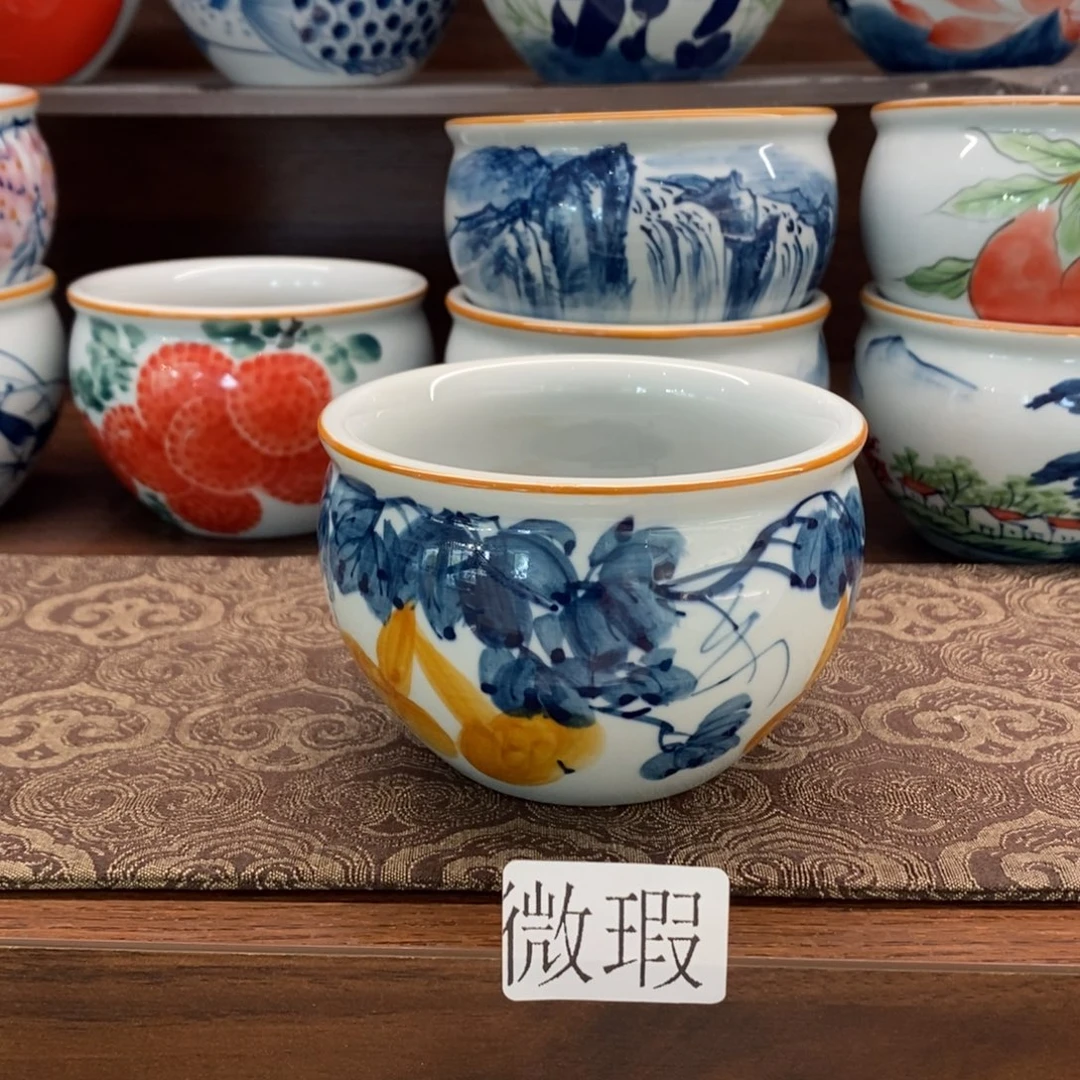 微瑕釉下彩纯手绘手工绘制