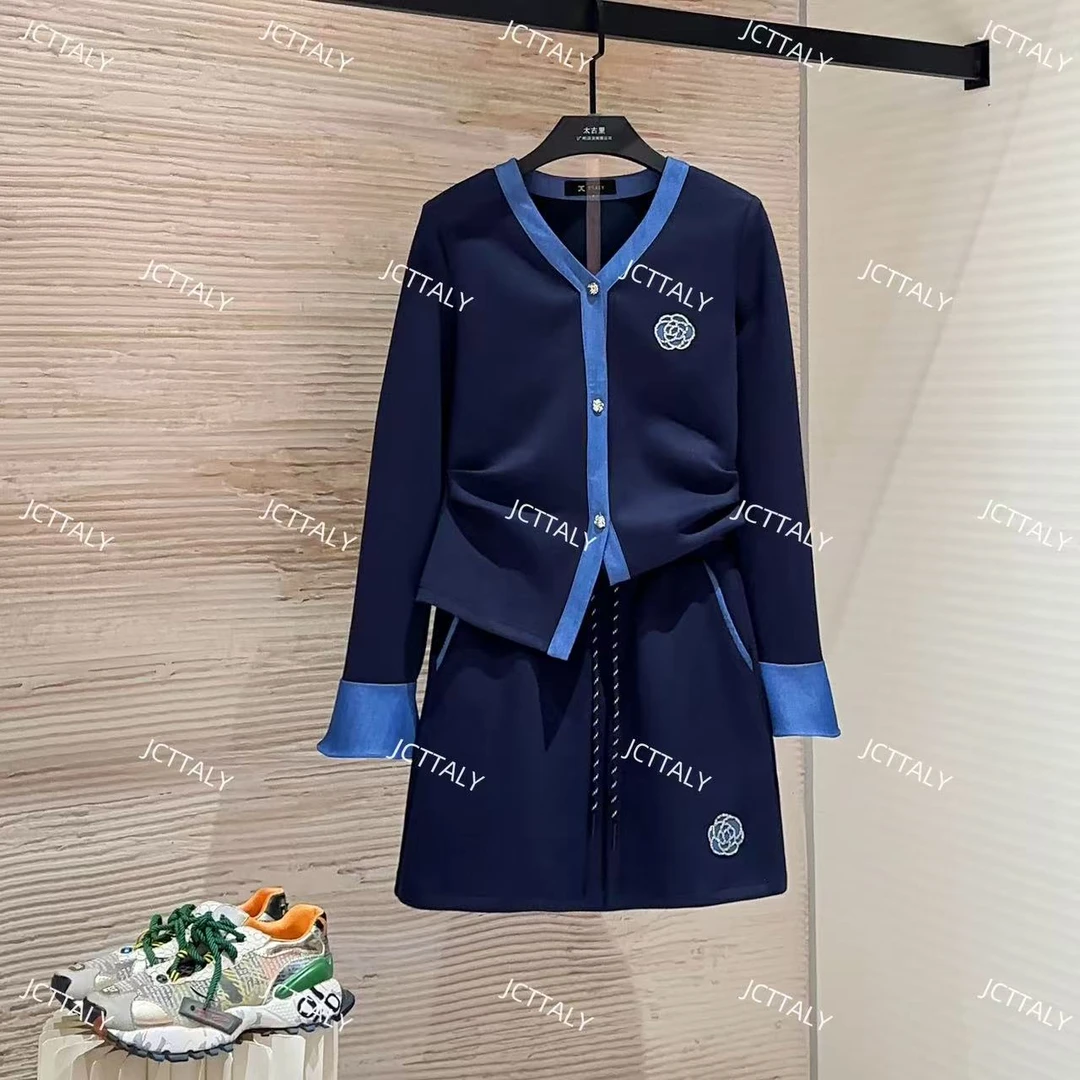 【宠粉价】秋季上新设计师新款时尚休闲藏蓝气质套裙TZ-486