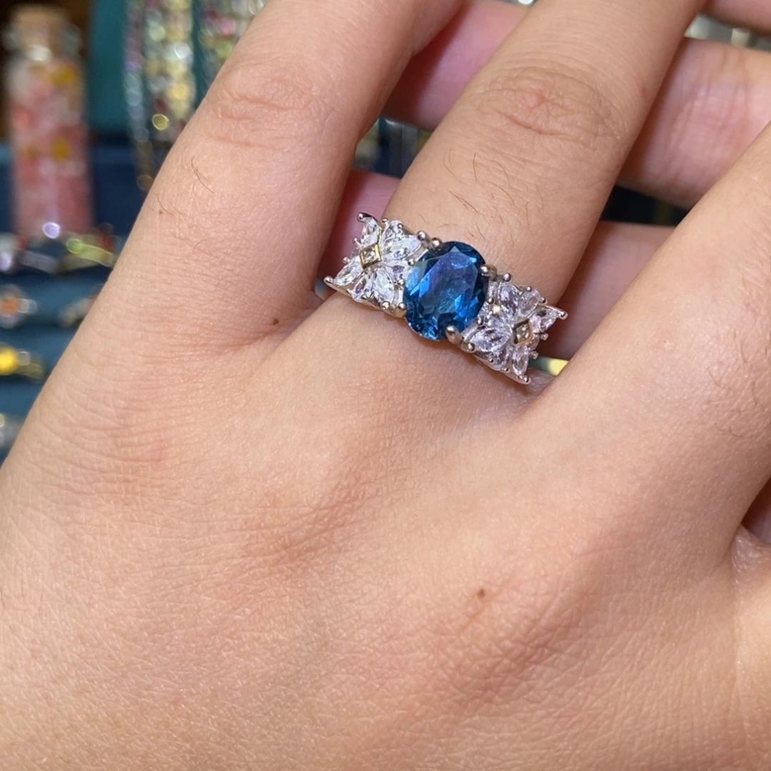 托帕石戒指银S925镶嵌