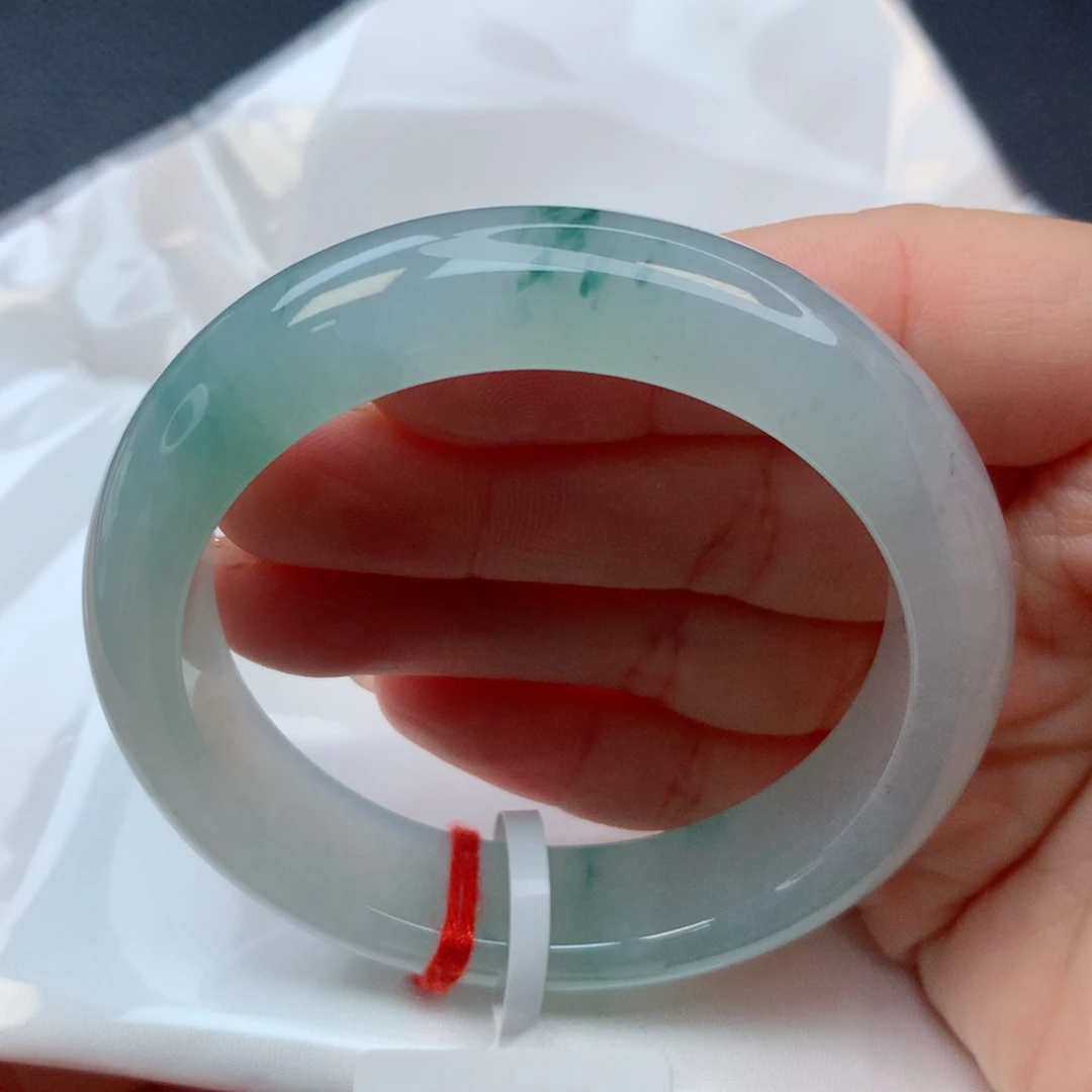 翡翠未镶嵌手镯51-52糯冰飘花