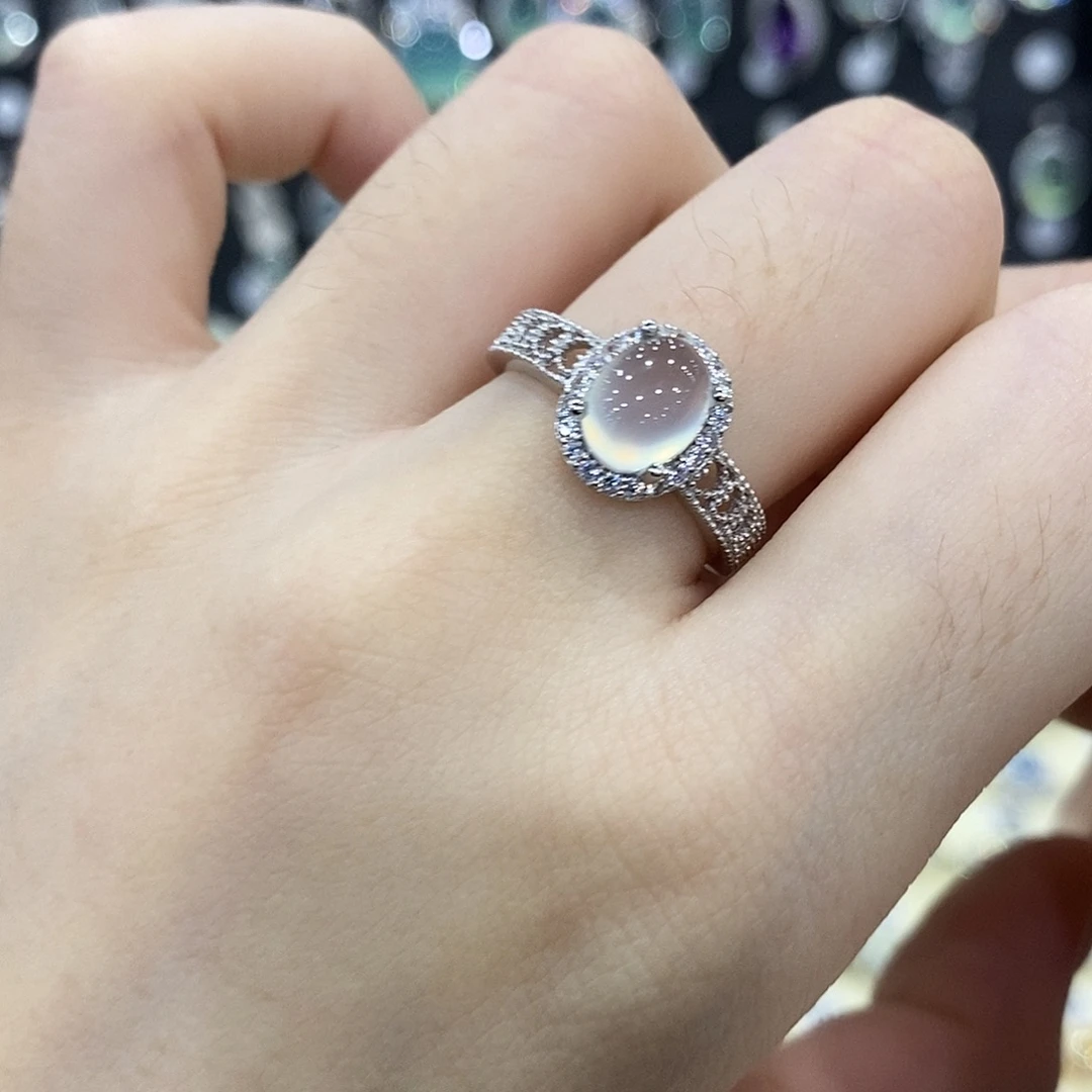 蛇纹石玉银S925镶嵌戒指