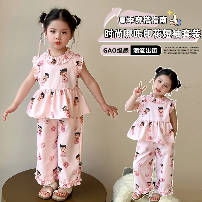 女童套装夏装薄款宝宝小女孩炸街洋气韩范休闲小孩儿童两件套短袖