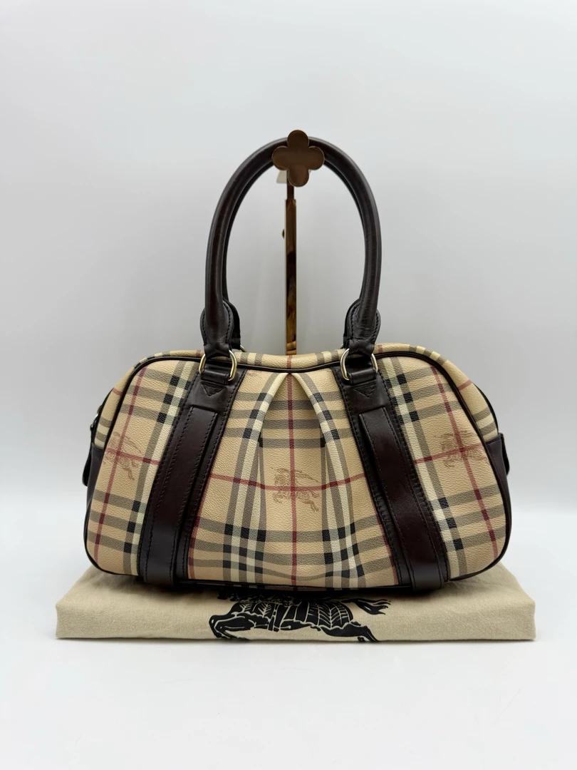 95新 BURBERRY/博柏利 经典战马格纹手提包