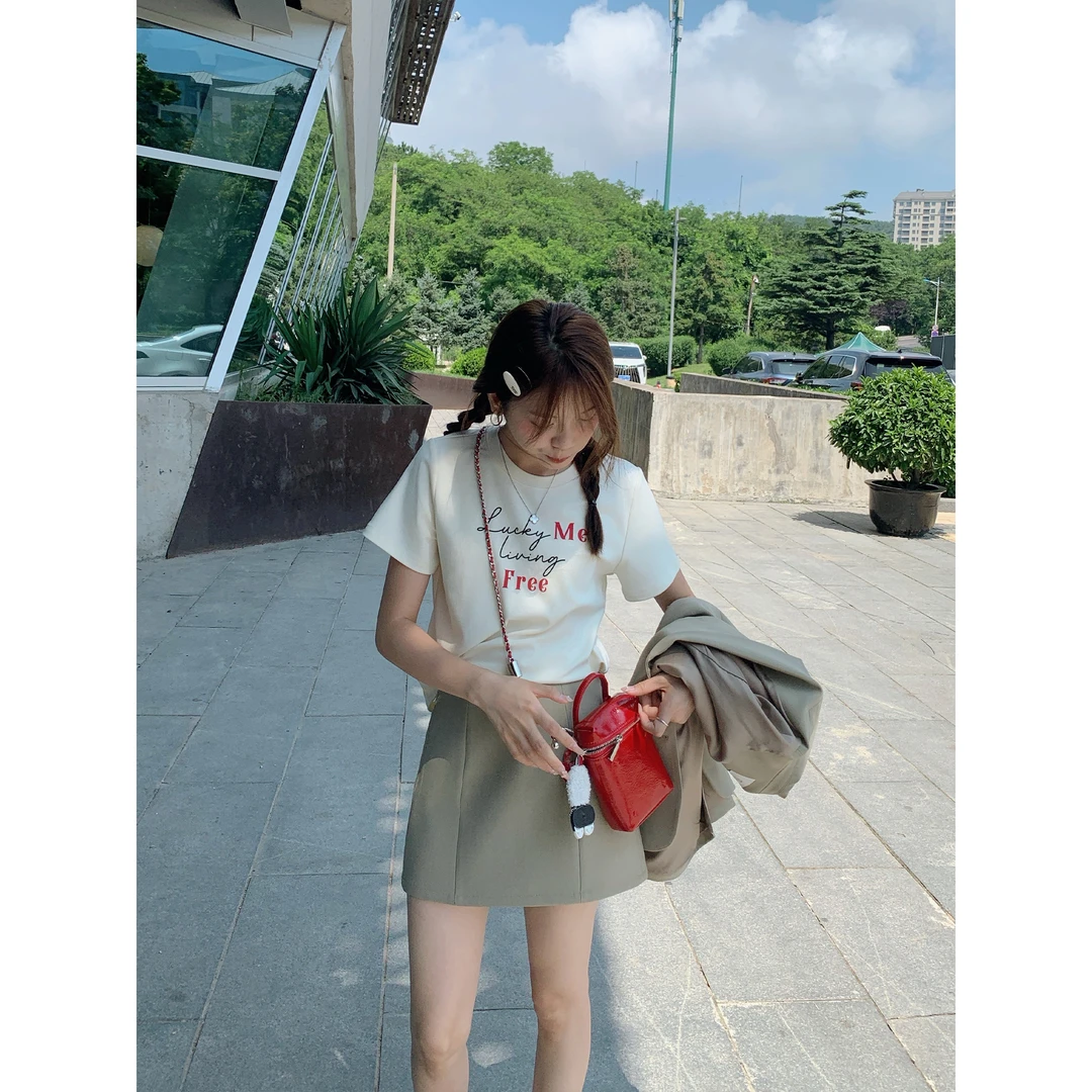 切糕自制【夏日挚爱】小个子夏季通勤休闲百搭韩系显瘦天丝短袖T恤