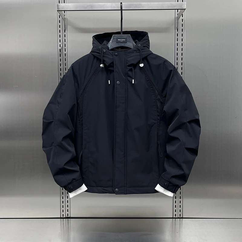 2025潮流新款百搭加棉外套男士户外休闲连帽冲锋衣秋冬二棉外套男