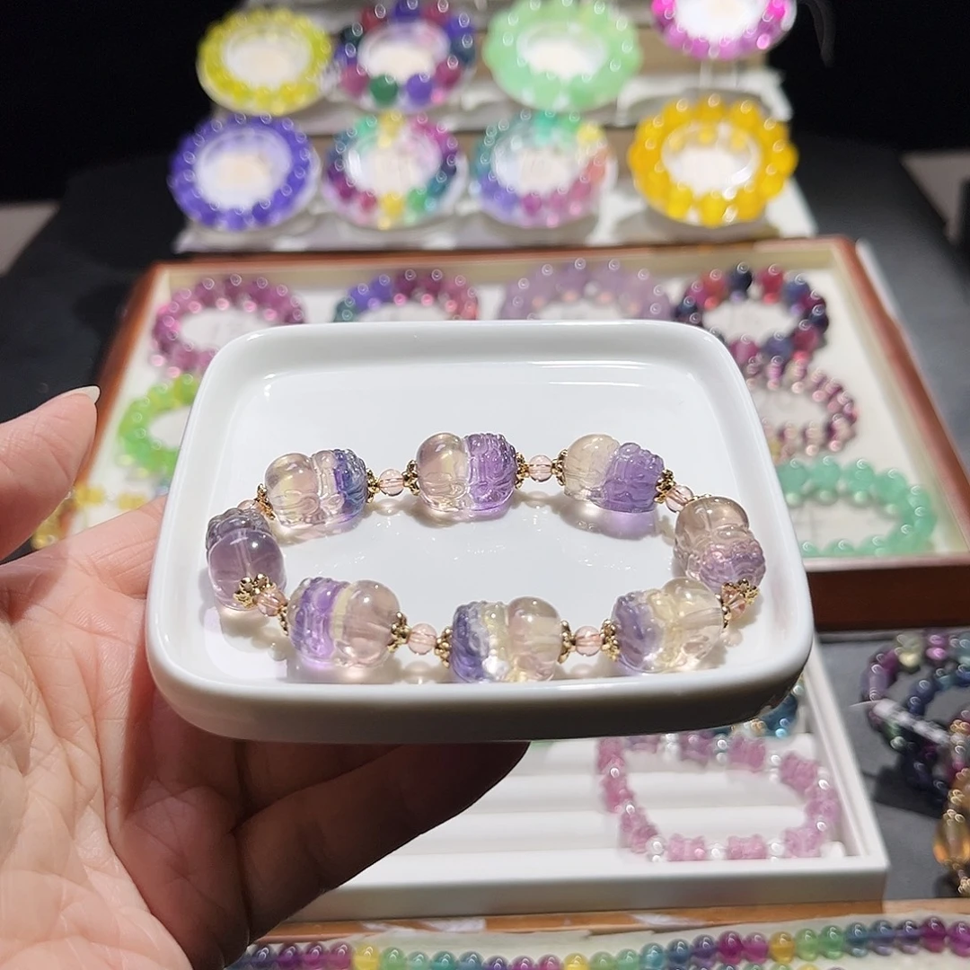 未镶嵌萤石手串紫黄半盆111加