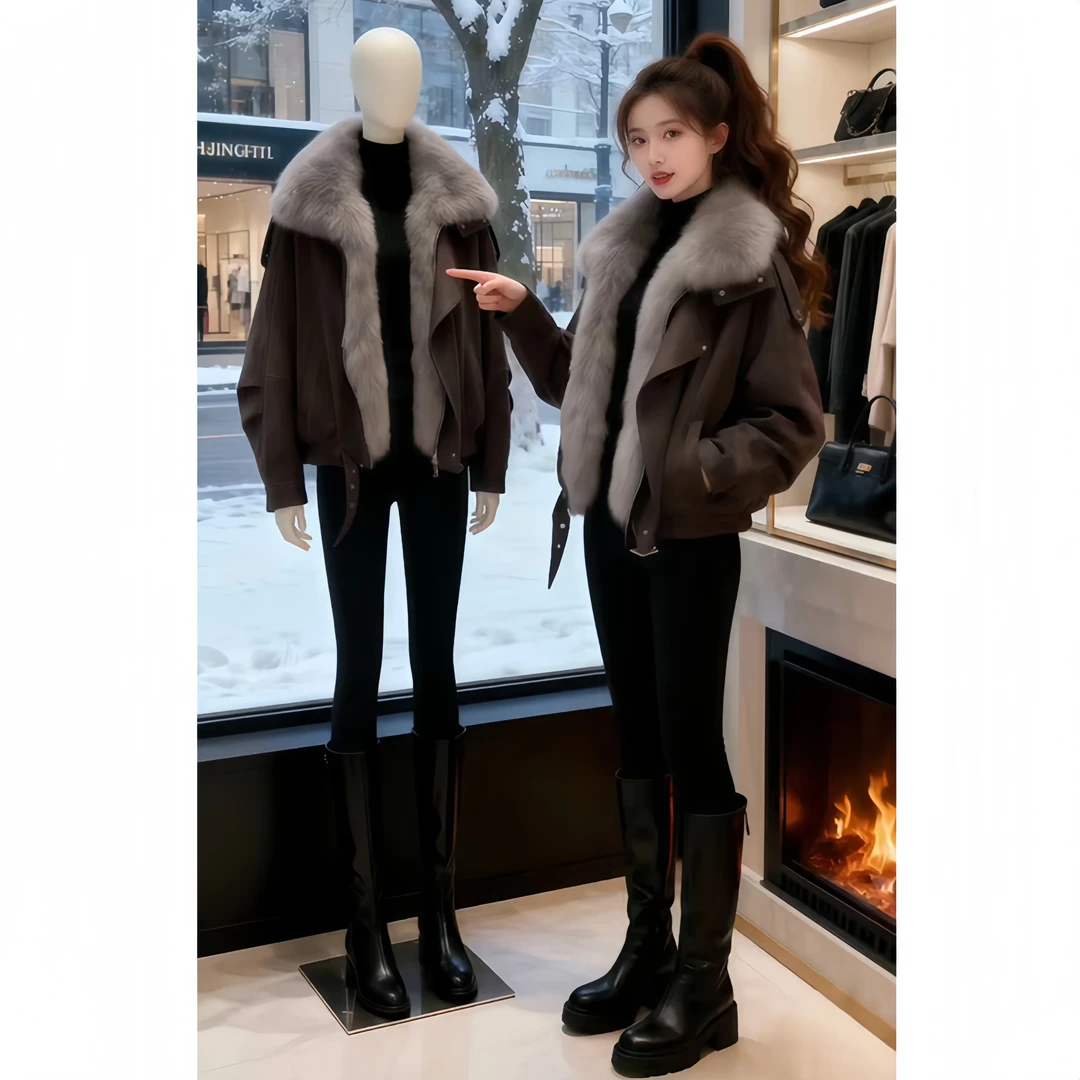 气质高级感绝美巨好看加厚毛毛棉服女今年流行爆款