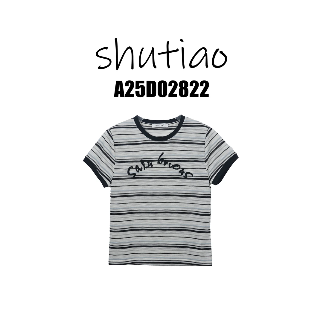 【SHUTIAO】2025夏季：新款小众设计款T恤A25D02822