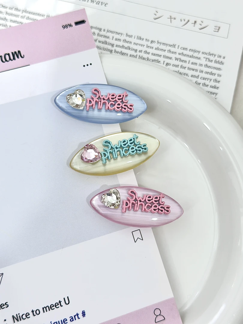 韩国东大门定制款原创设计彩色爱心水钻可爱发卡（单个）YZ147