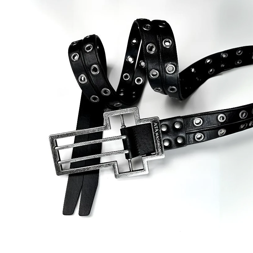 ATANOTHINGNESS正品做旧十字架扣头双层分裂腰带头层进口牛皮腰带