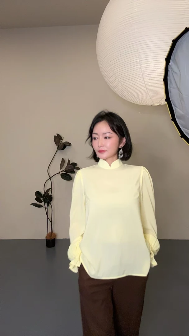 【图雅】蒙式 糖果色 氛围感 鹅黄色 衬衫