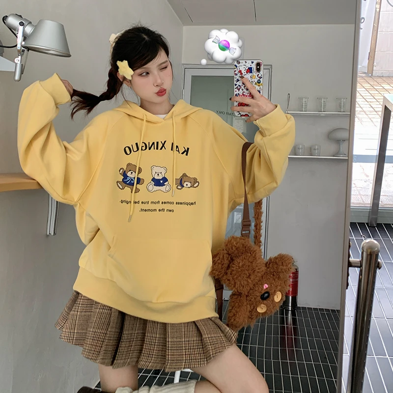 00126大码女装卫衣粉色字母印花宽松型连帽卫衣