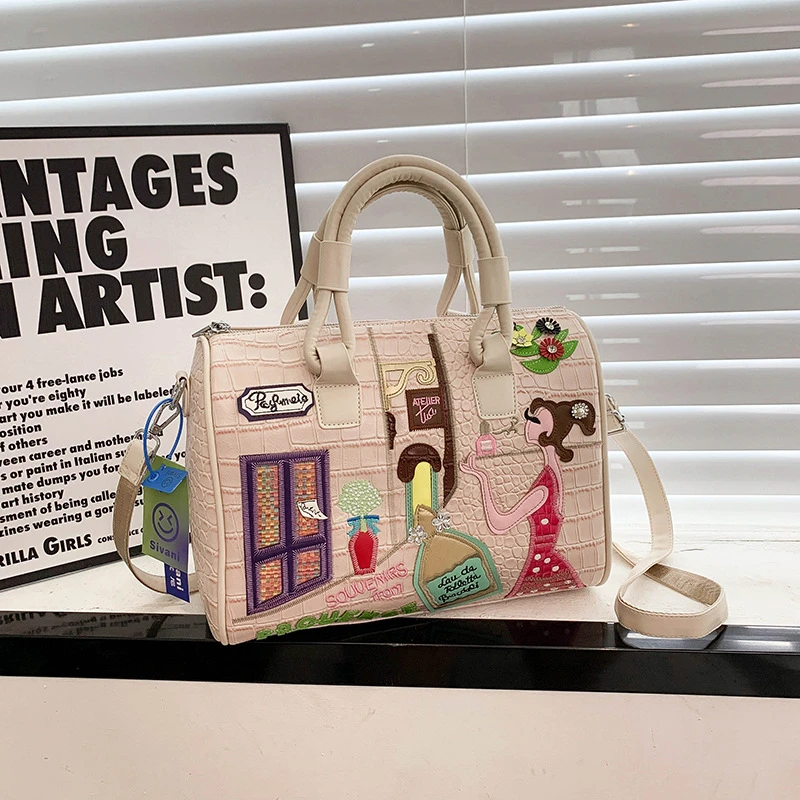 跨境女包小众时尚复古墨西哥风单肩包大容量手提波士顿水桶包