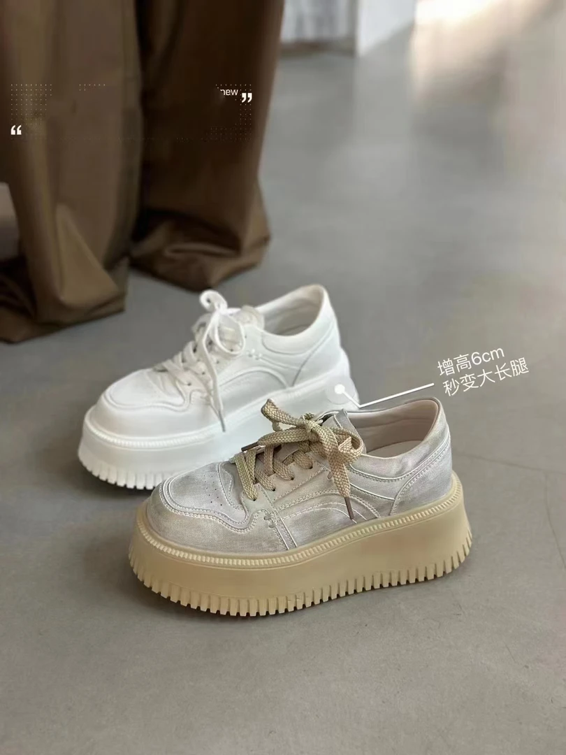 2025年春季小白鞋时尚洋气款百搭厚底
