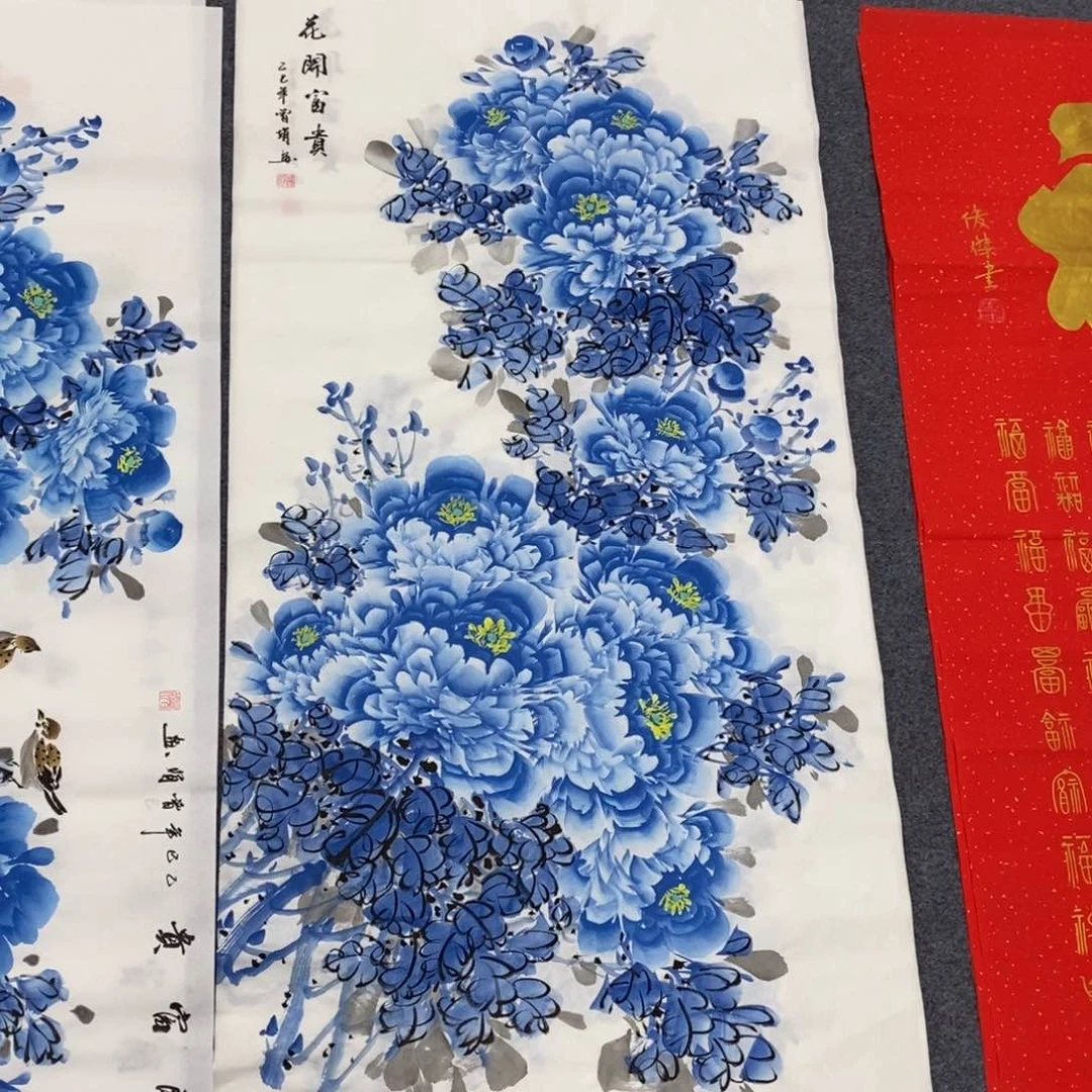 国画尺寸140✖️70四尺精品手绘床头画