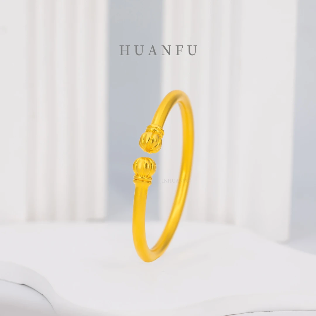 足银手镯  南瓜手镯 古法磨砂气质轻奢时尚百搭