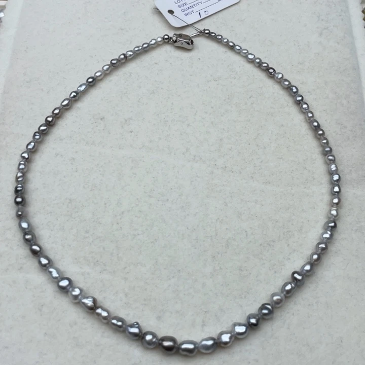 未镶嵌项链海水珍珠铂金灰keshi