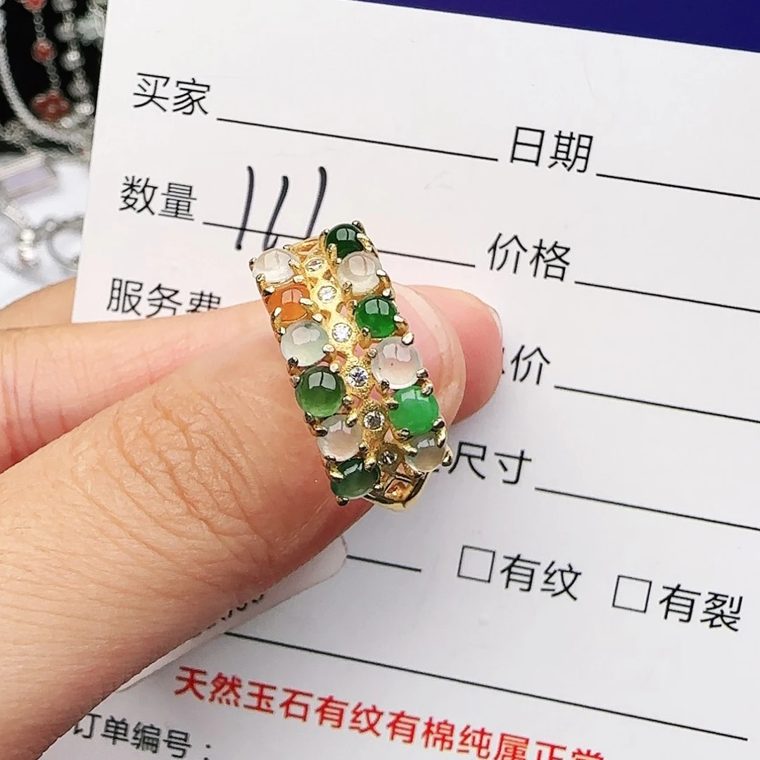 银S925镶嵌戒指翡翠戒指