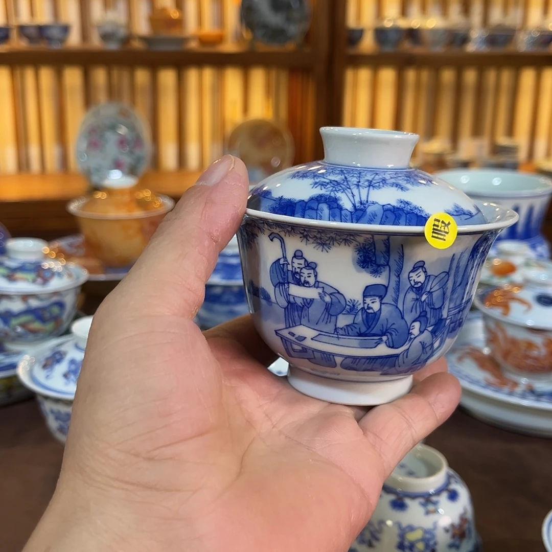 錡镇堂手工手绘绘盖碗