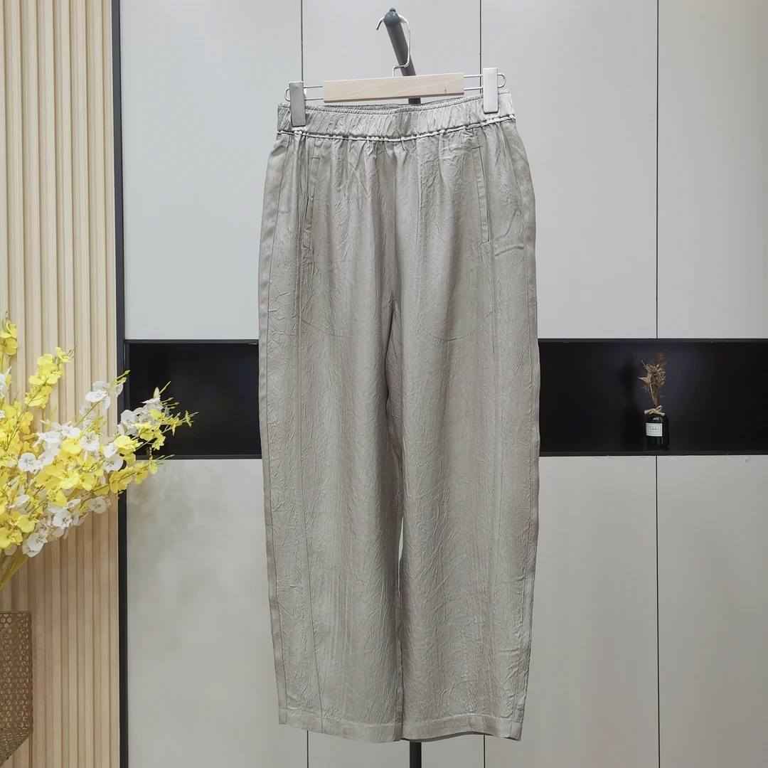 百分百真醋酸缎面九分裤2025夏季超薄透气休闲裤