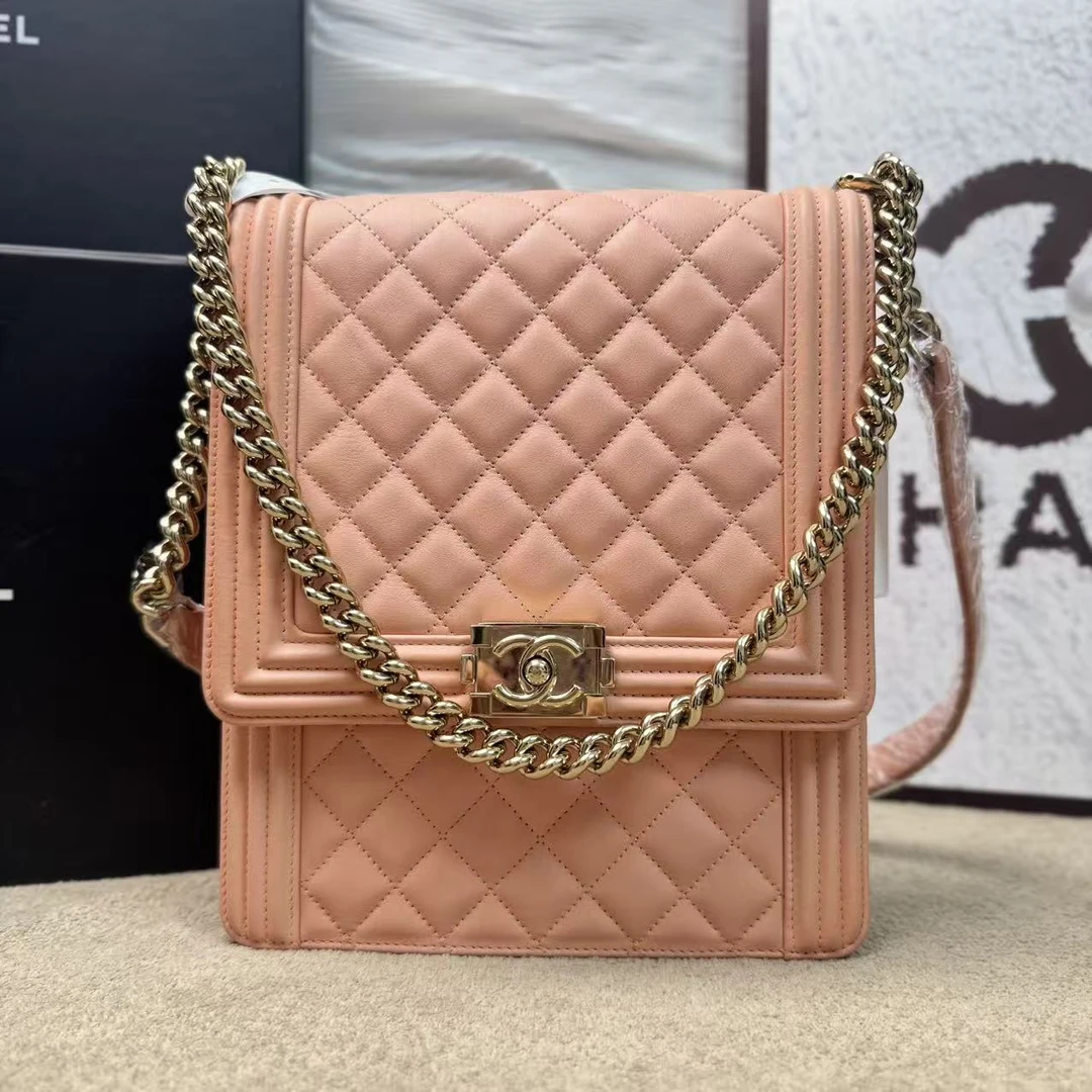 99新 Chanel/香奈儿 8868|香奈儿粉金牛竖版leboy定金