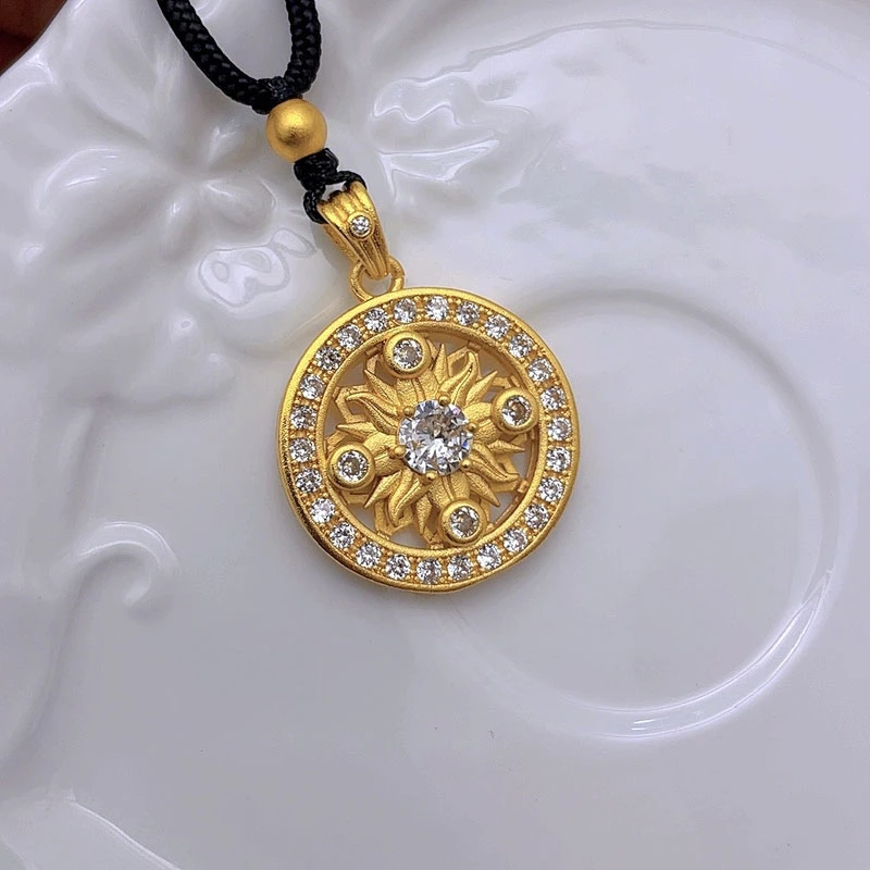 吊坠 1279-时尚太阳花图腾圆牌吊坠百搭气质挂坠