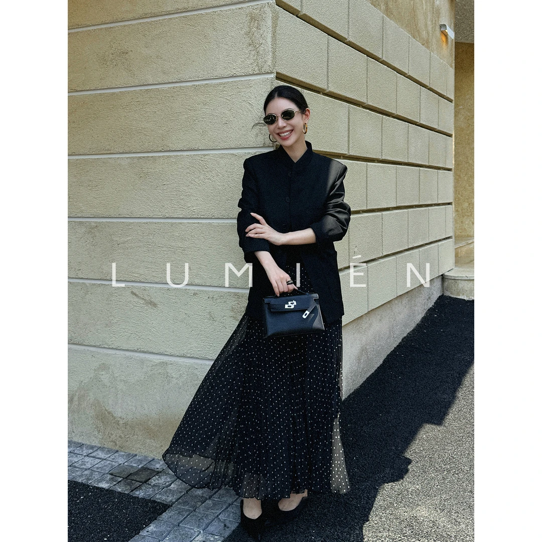 【LUMIEN 新品】"隐奢序曲"立体廓形设计羊毛混纺立领西装LX5HEE094