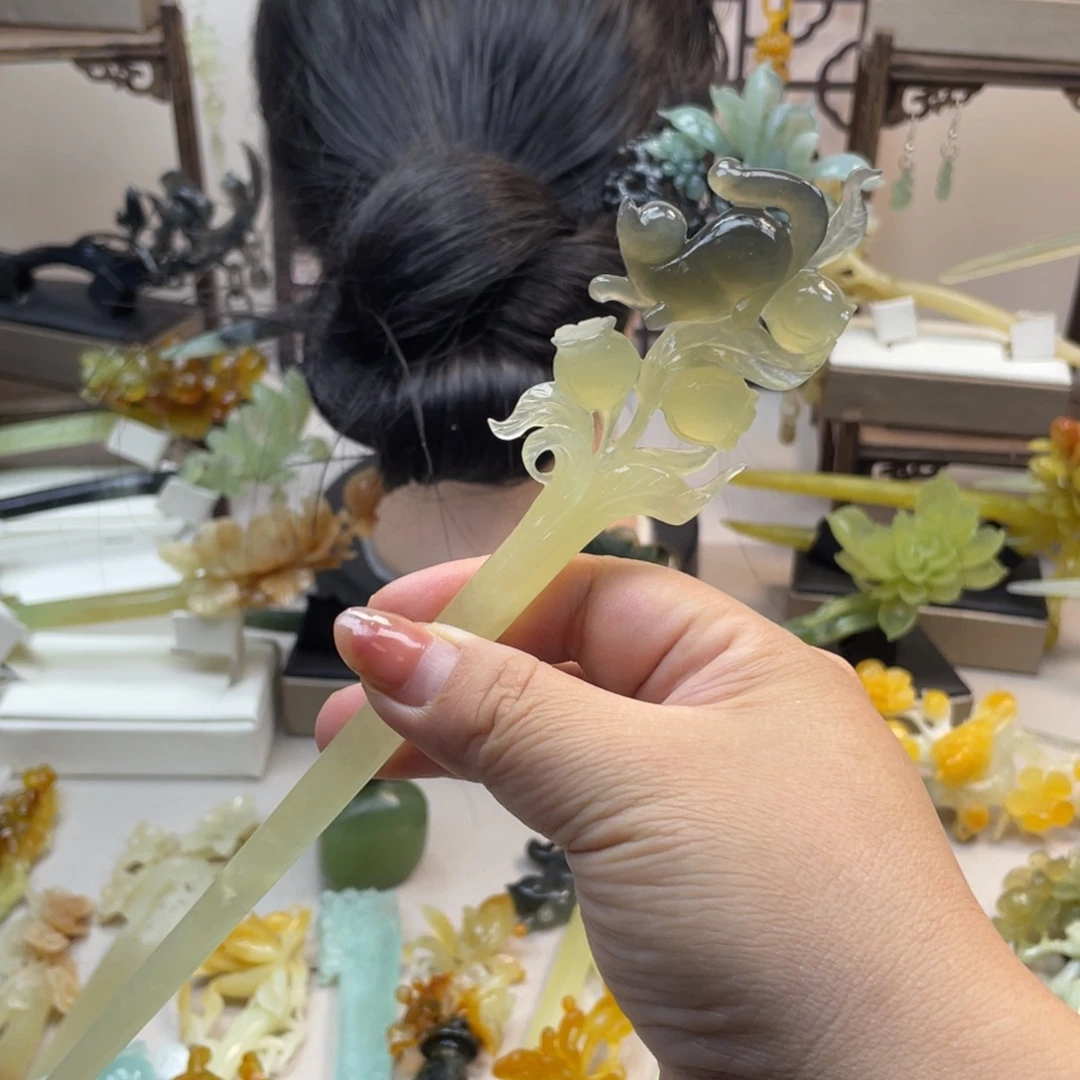蛇纹石玉合金发饰