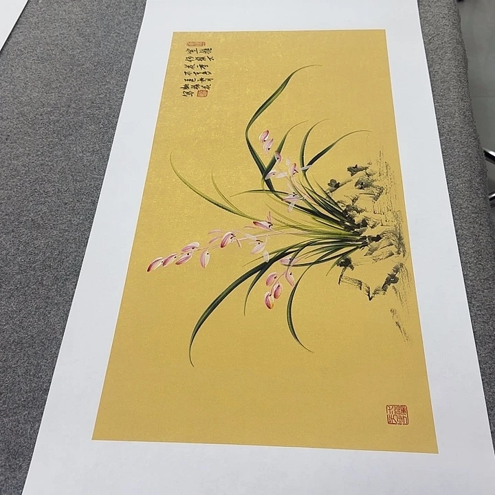 国画国画立体兰花