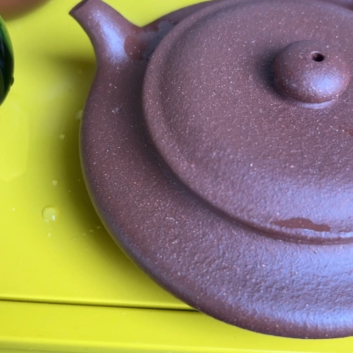 紫砂茶壶微瑕虚扁150cc紫泥