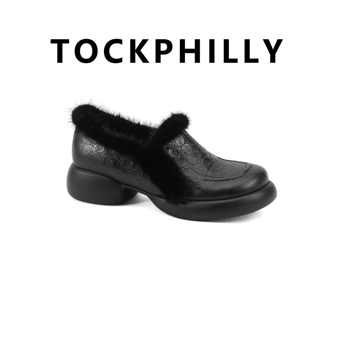 头层牛皮雪地靴民族风休闲风圆头植物花卉冬季花朵棉鞋HF35-169