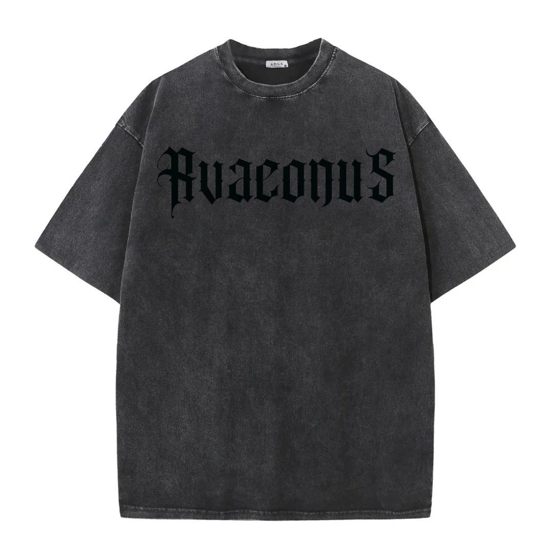 美式高街纯棉短袖t恤男女2025新款水洗做旧休闲时尚梵文印花上衣