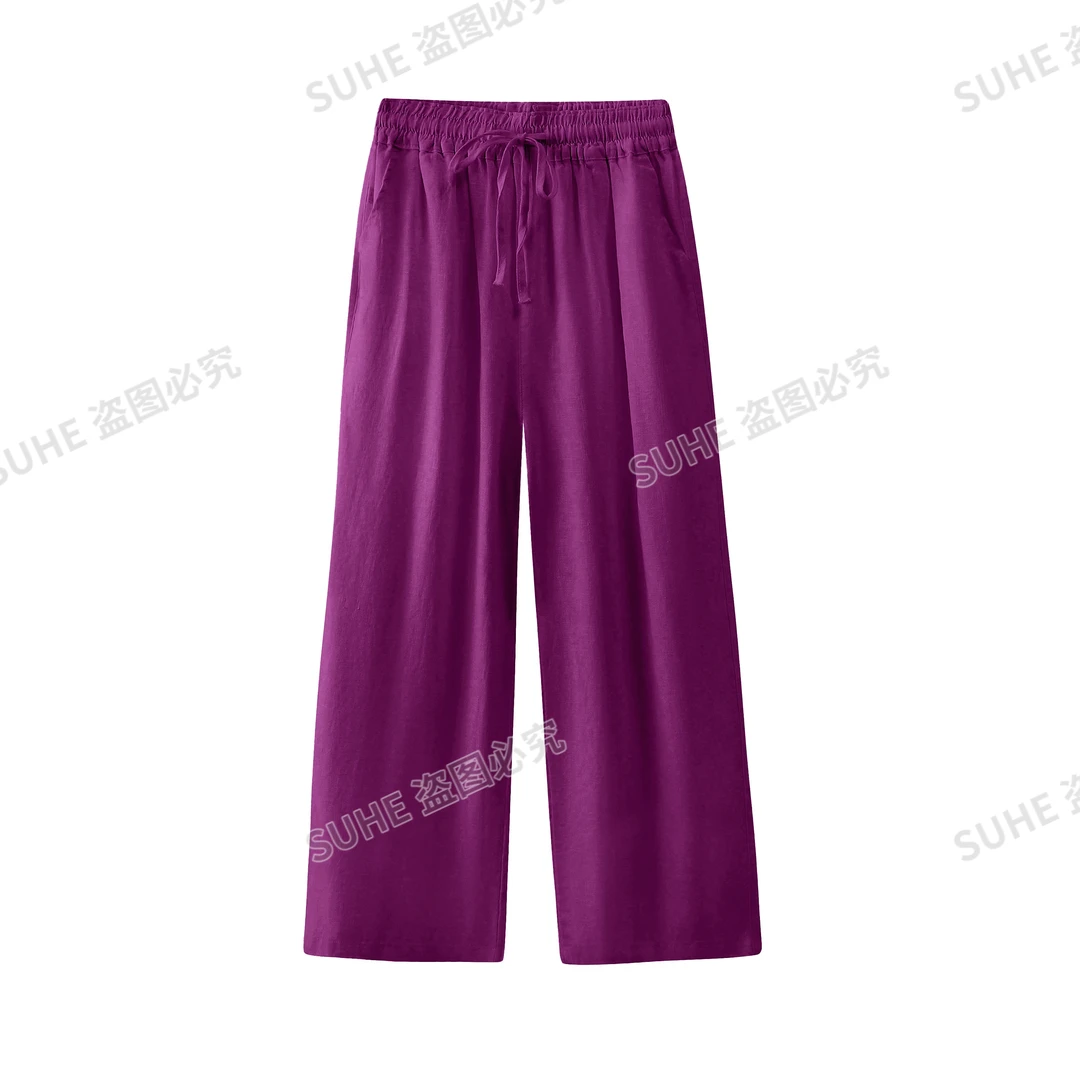 【SUHE NEO】高端雨露亚麻简约抽绳女裤