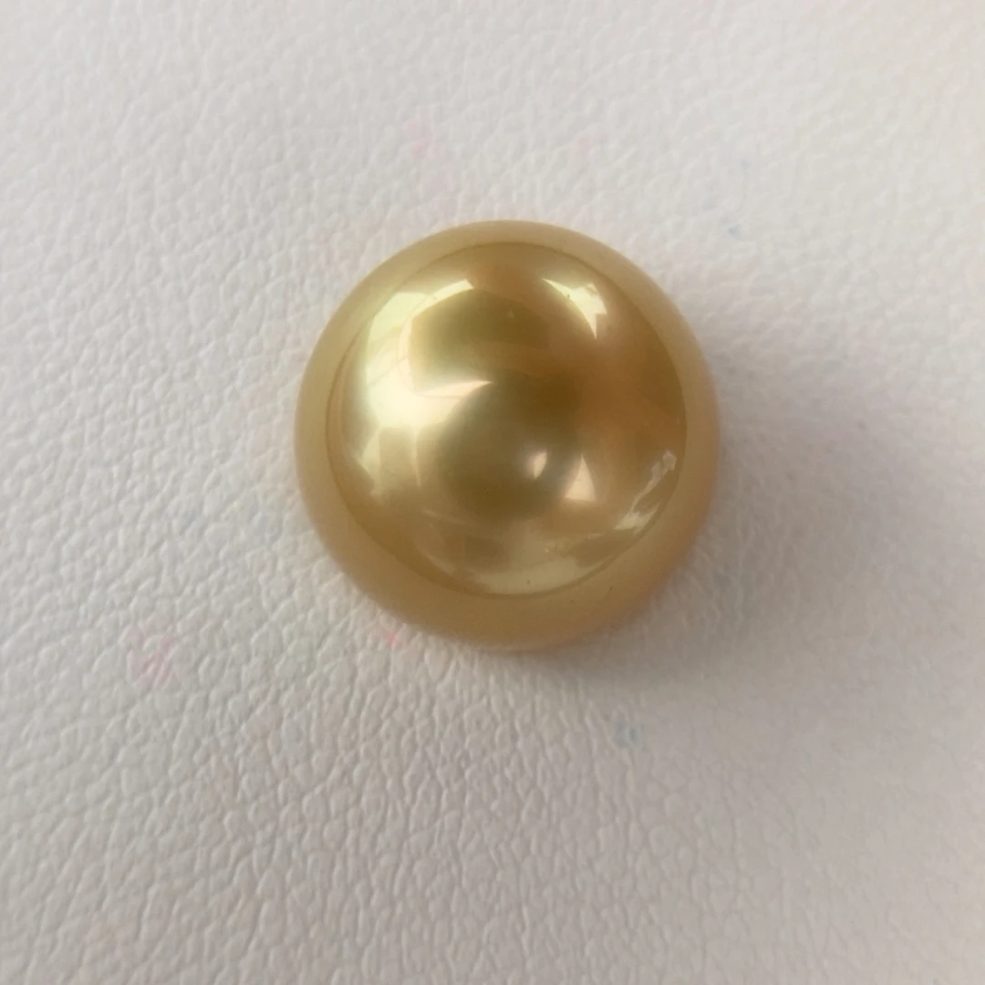 未镶嵌海水珍珠吊坠12.9mm正圆浓金极强光