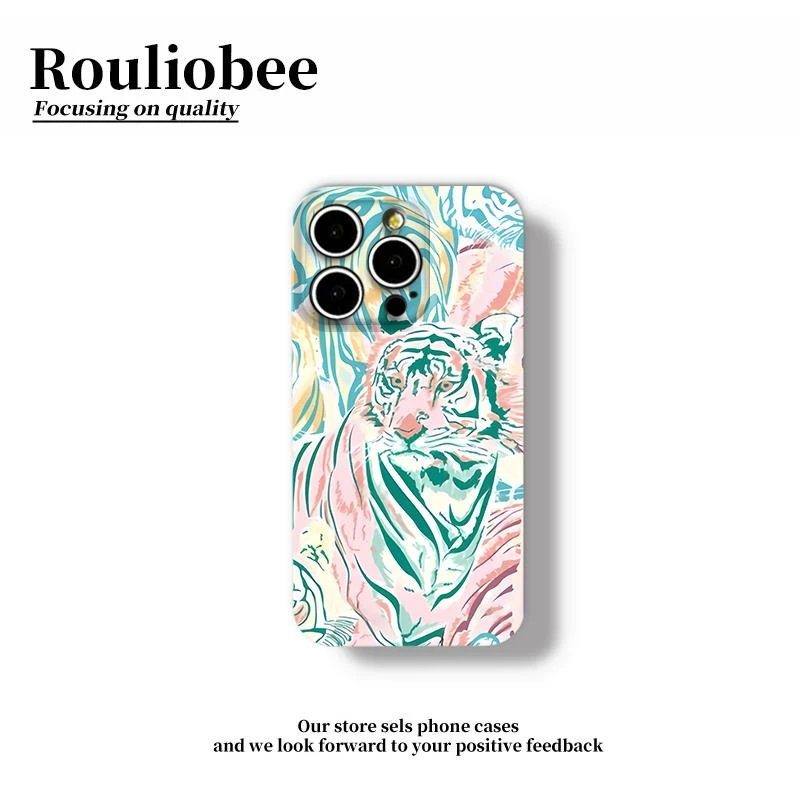 欧克里里彩色老虎适用苹果16promax菲林手机壳华为vivo小米15oppo