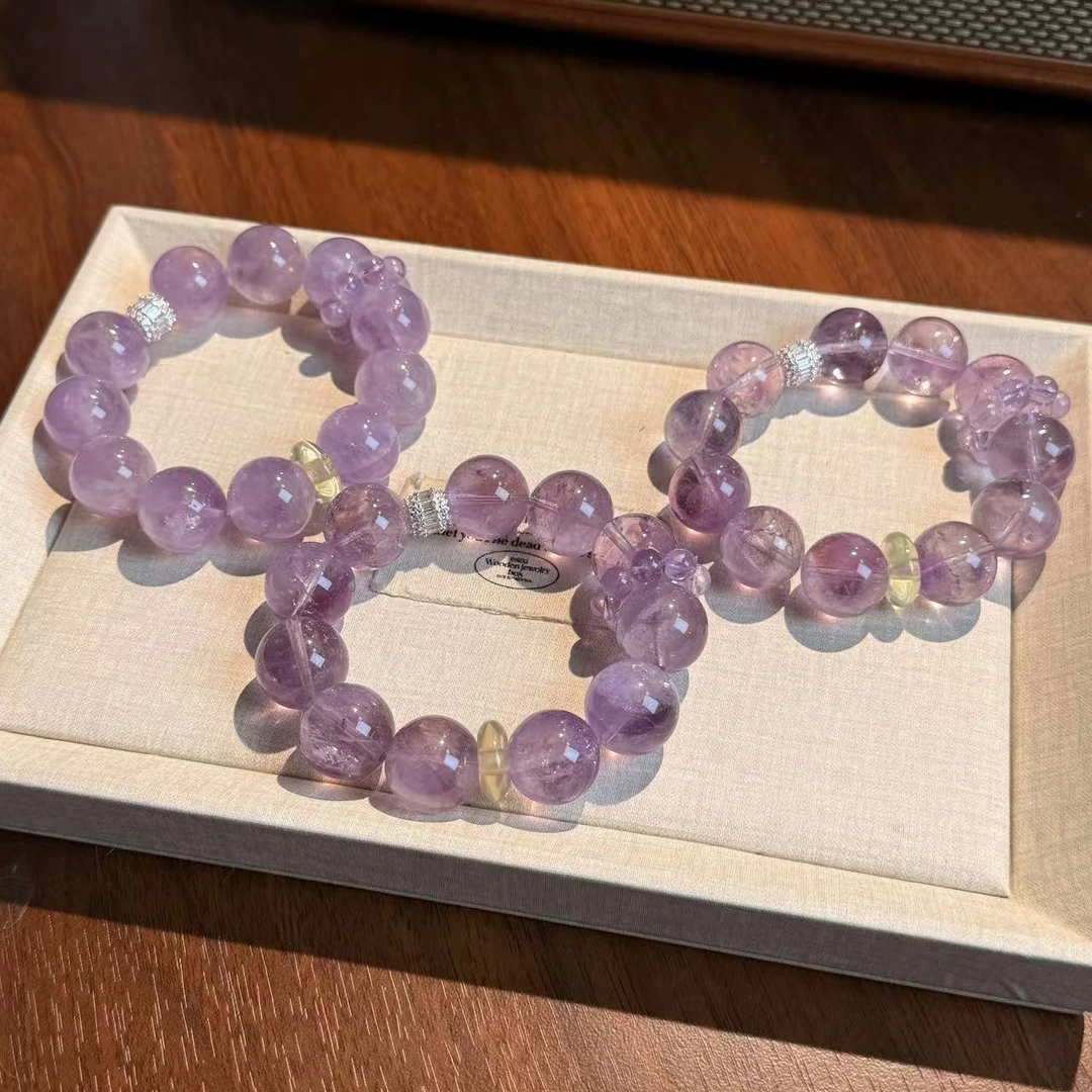 薰衣草紫水晶跑环黄水晶紫水晶手链 颜色微差多样性发其一ZF190