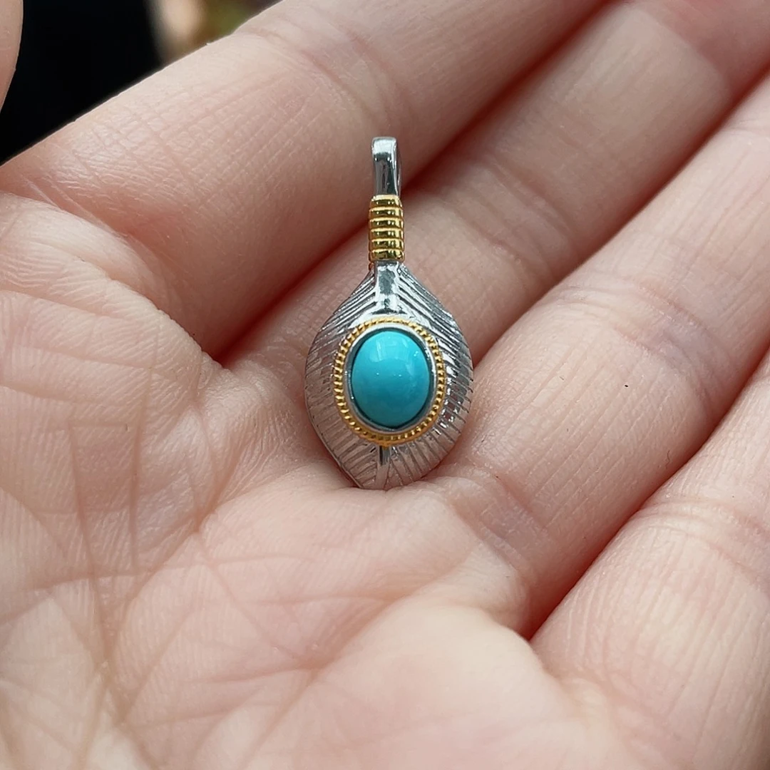 绿松石颈饰银S925镶嵌