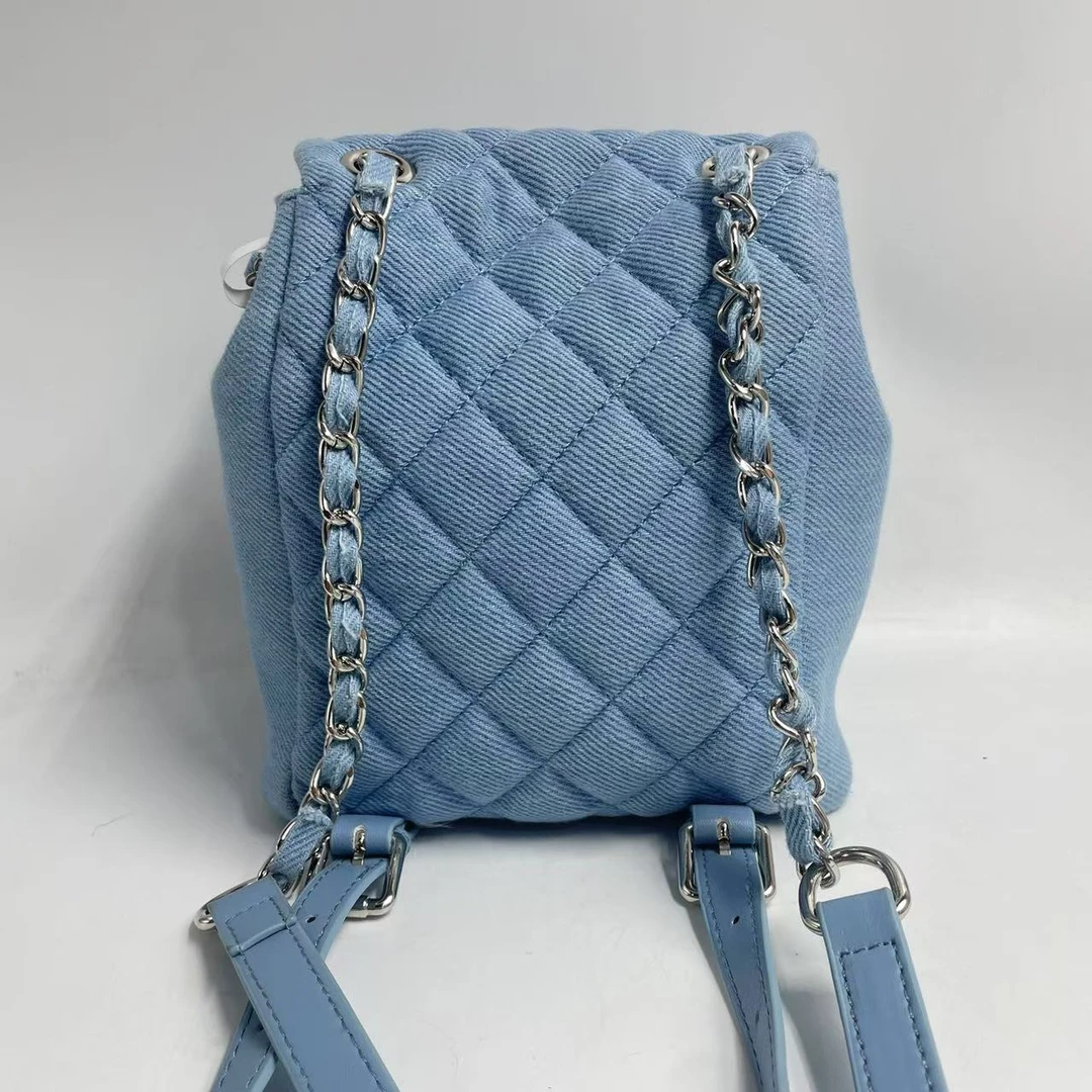 LQ-WITH-QUEEN真皮女包双肩蓝色-牛  0531