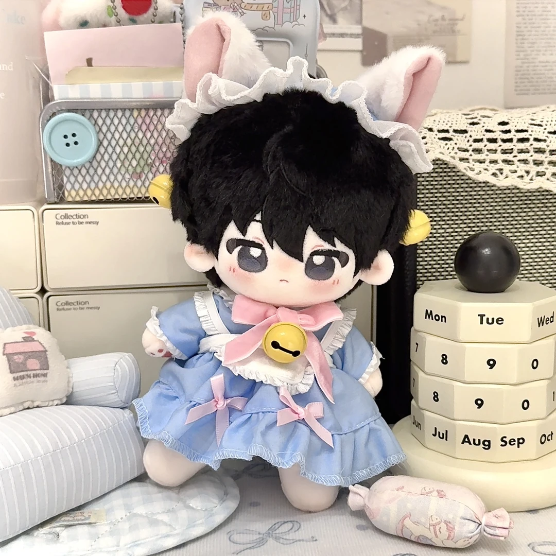 20cm棉花娃娃福瑞体女仆套装娃衣服可爱毛绒公仔服饰