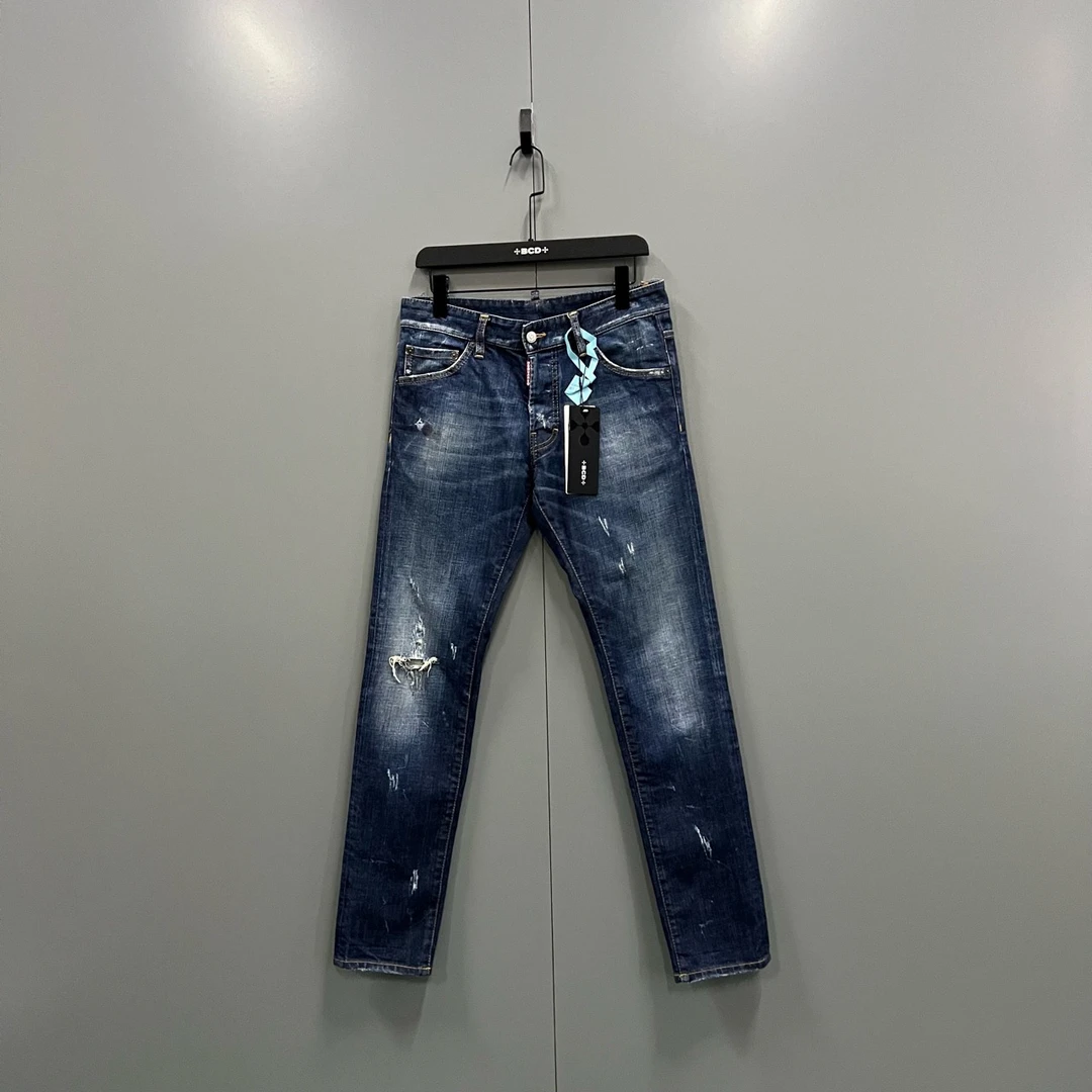 803 206078 D2 蓝色破坏牛仔裤 46码