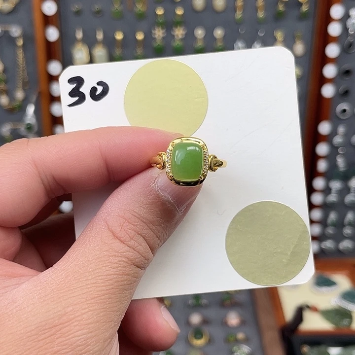 和田玉（碧玉）戒指银S925镶嵌和田玉30