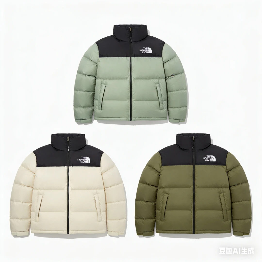 【双12】抹茶奶白TNF经典保暖男女情侣同款短款运动秋冬鹅绒羽绒服