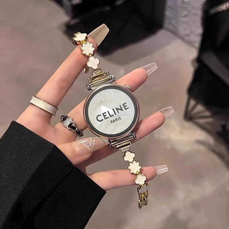 适用OPPOWatchX2 Mini四叶草贝壳手表带金属智能孙颖莎同款女手链