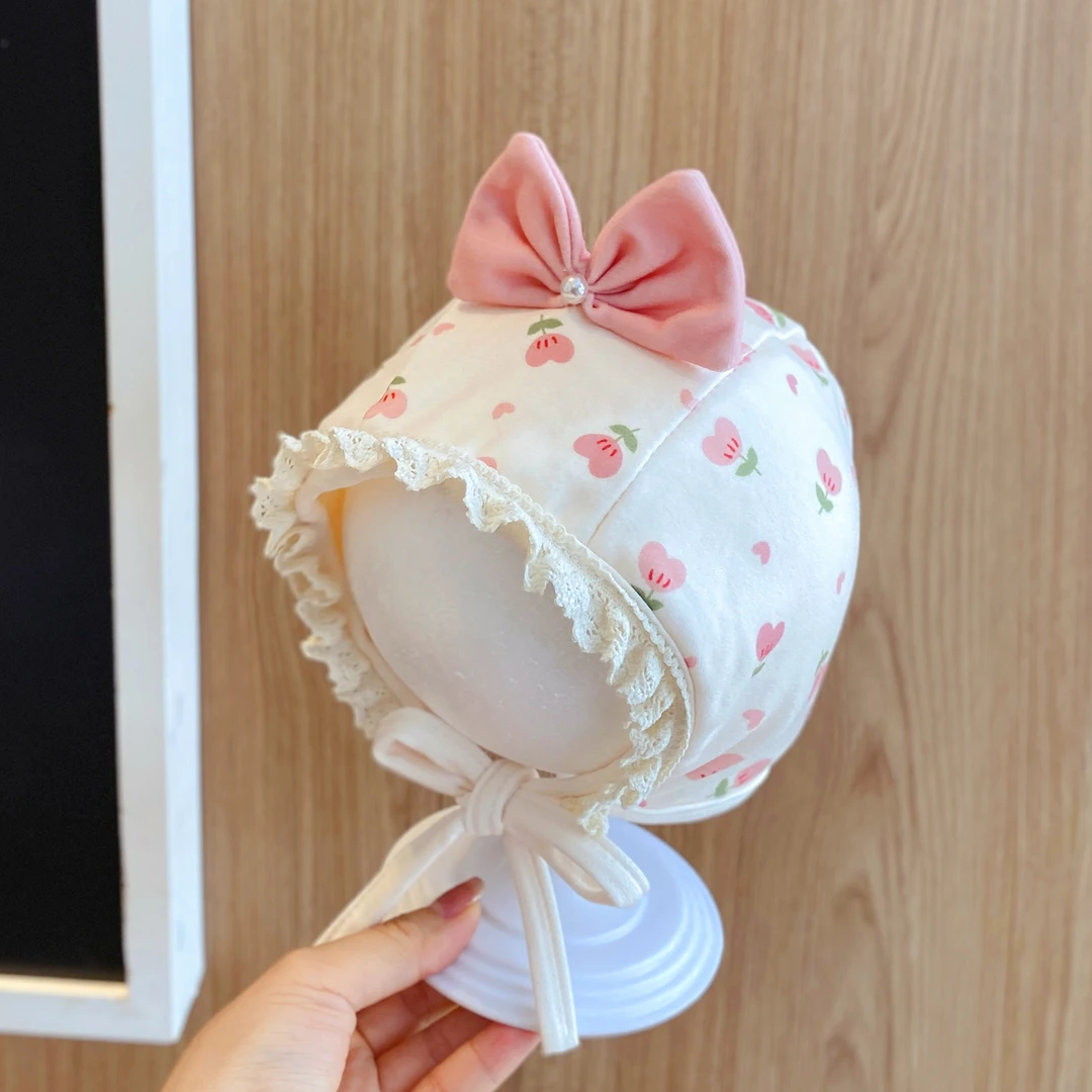 婴儿帽子春秋款女宝宝护耳帽婴幼儿洋气户外防风小月龄公主囟门帽