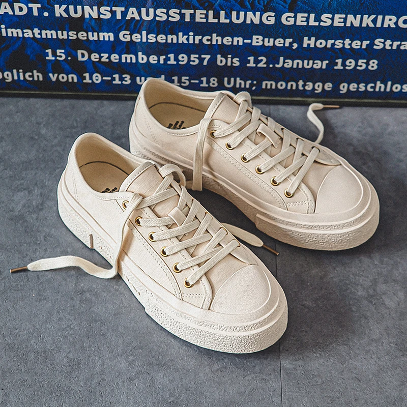 百搭四季新款休闲男士板鞋纯色减龄学院风浅口小白鞋单里帆布鞋男