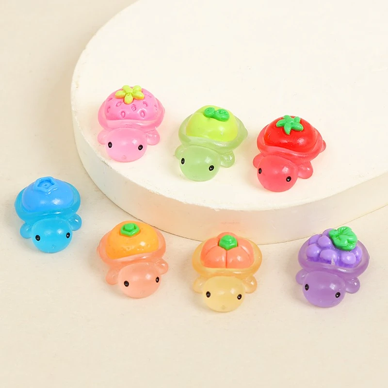 夜光小号水果乌龟立体混款树脂摆件diy潮玩创意桌面车载装饰配件