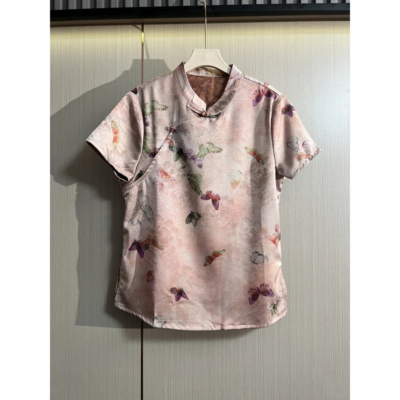 3202款（彩蝶）时尚洋气女式短袖衬衫-8