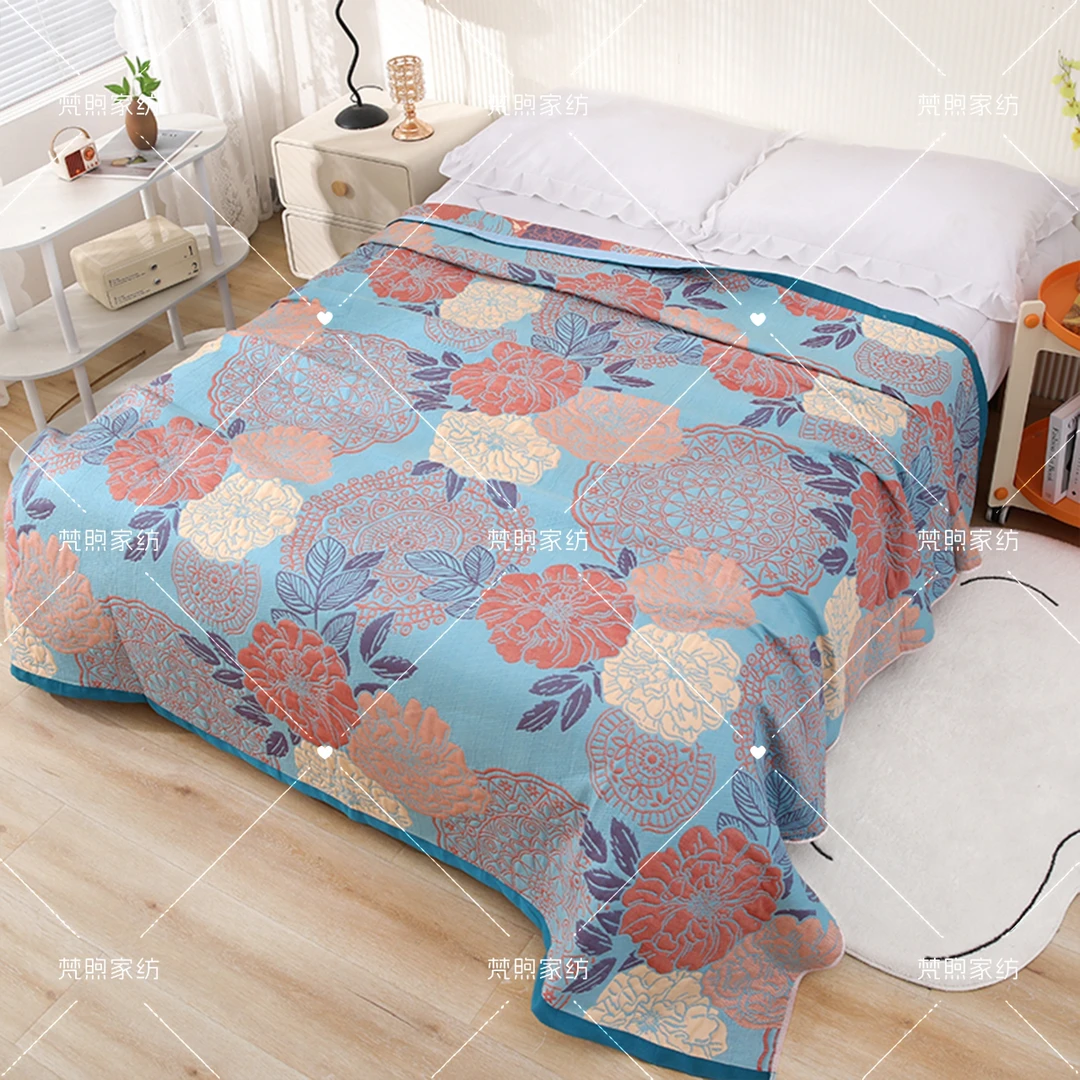【买一送一】床盖150*200*230床单时尚多层纱布多能床盖三件套