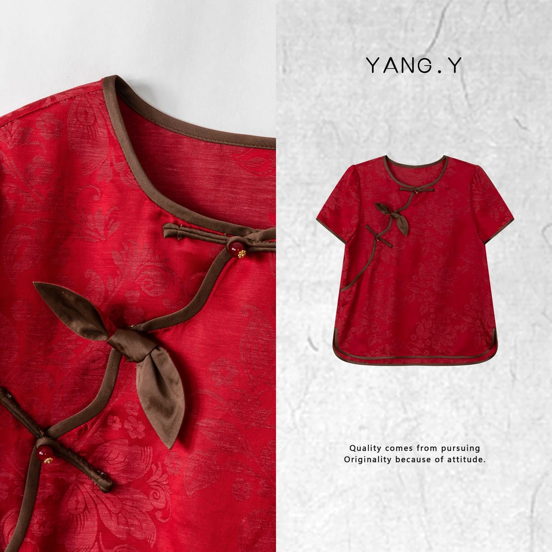 YANG.Y- 深圳原创新中式国风女装桑蚕丝25ss夏上衣短袖50532