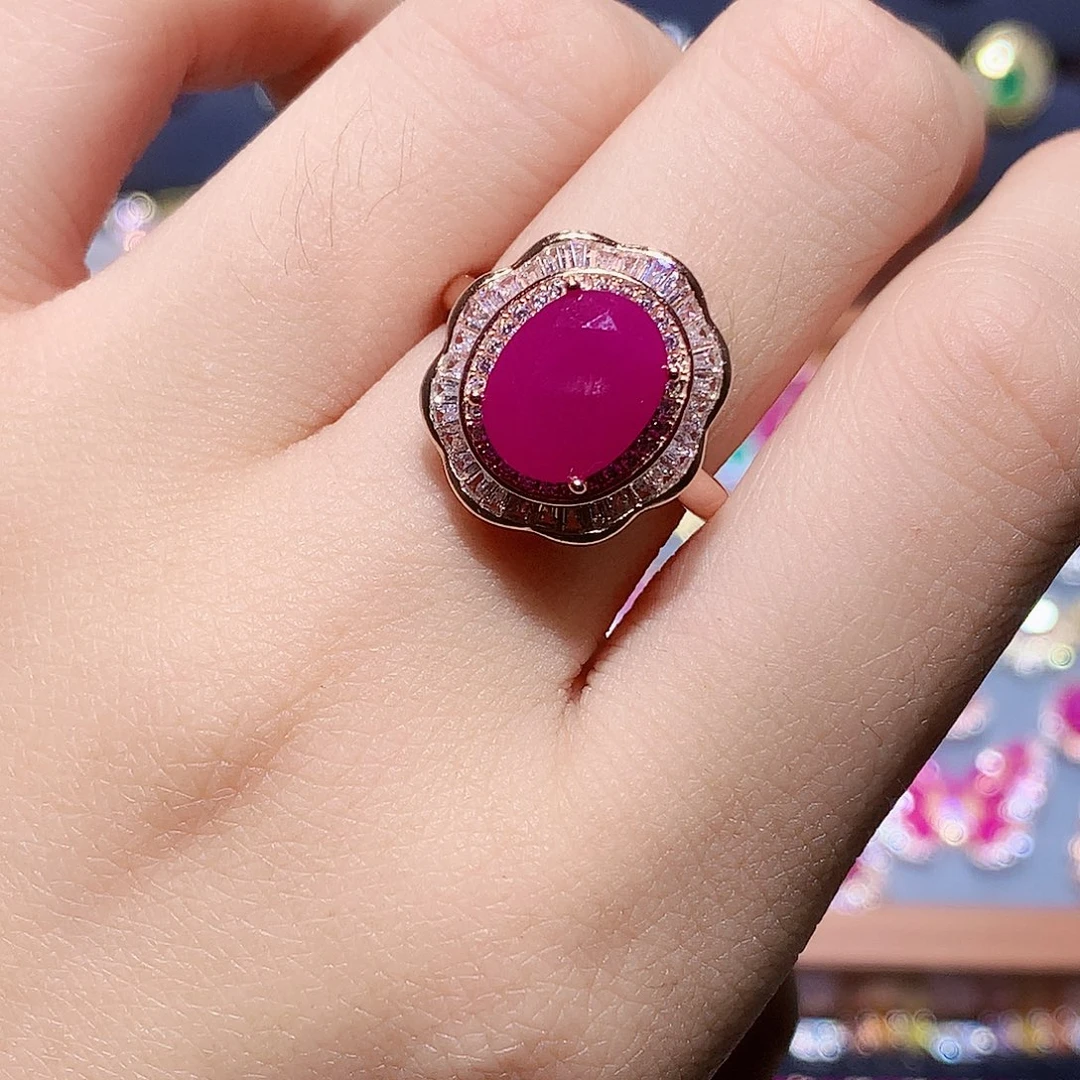 红宝石银S925镶嵌戒指